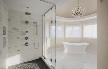 Large contemporary master bathroom in residential home