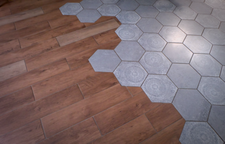 Hexigon Tile and Wood Flooring